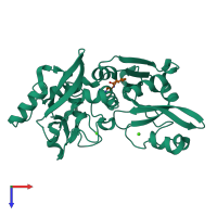 PDB entry 1tl9 coloured by chain, top view.
