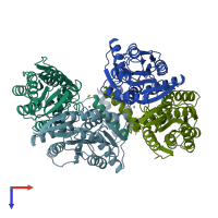 PDB entry 1tlf coloured by chain, top view.