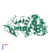 PDB entry 1tli coloured by chain, top view.