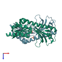 PDB entry 1tlj coloured by chain, top view.