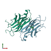 PDB entry 1tlm coloured by chain, front view.