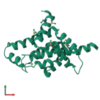 PDB entry 1tlq coloured by chain, front view.