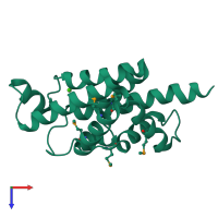 PDB entry 1tlq coloured by chain, top view.