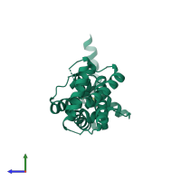 PDB entry 1tlv coloured by chain, side view.