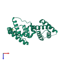 PDB entry 1tlv coloured by chain, top view.