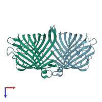 PDB entry 1tly coloured by chain, top view.