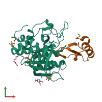 PDB entry 1tm1 coloured by chain, front view.