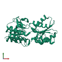 PDB entry 1tm2 coloured by chain, front view.