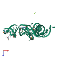 PDB entry 1tn1 coloured by chain, top view.