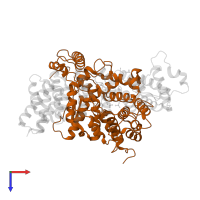 Protein farnesyltransferase subunit beta in PDB entry 1tn6, assembly 1, top view.