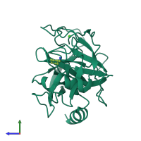 PDB entry 1tng coloured by chain, side view.