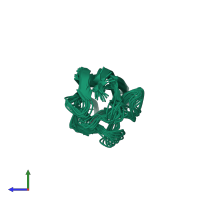 PDB entry 1tnn coloured by chain, ensemble of 16 models, side view.