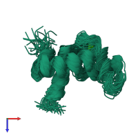 PDB entry 1tnq coloured by chain, ensemble of 40 models, top view.