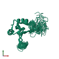 PDB entry 1tnt coloured by chain, ensemble of 33 models, front view.