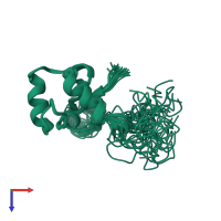 PDB entry 1tnt coloured by chain, ensemble of 33 models, top view.