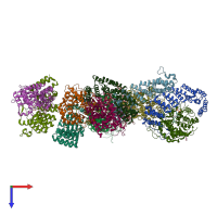 PDB entry 1tnz coloured by chain, top view.