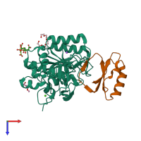 PDB entry 1to2 coloured by chain, top view.