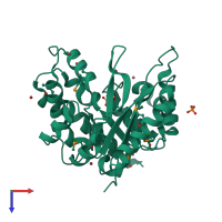 PDB entry 1to3 coloured by chain, top view.