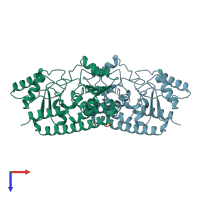 PDB entry 1toa coloured by chain, top view.