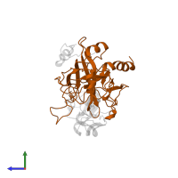 Thrombin heavy chain in PDB entry 1toc, assembly 1, side view.