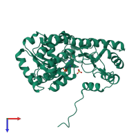PDB entry 1toe coloured by chain, top view.