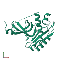 PDB entry 1tol coloured by chain, front view.