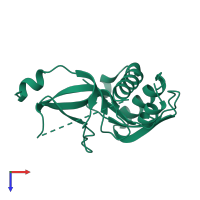 PDB entry 1tol coloured by chain, top view.