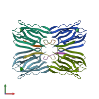 PDB entry 1toq coloured by chain, front view.