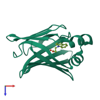 PDB entry 1tow coloured by chain, top view.