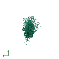 PDB entry 1toz coloured by chain, ensemble of 20 models, side view.