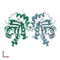 PDB entry 1tph coloured by chain, front view.