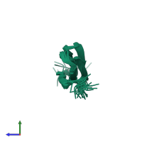 PDB entry 1tpn coloured by chain, ensemble of 28 models, side view.