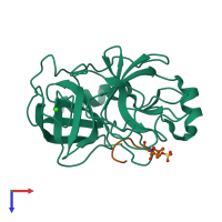 PDB entry 1tps coloured by chain, top view.