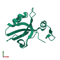 PDB entry 1tq3 coloured by chain, front view.