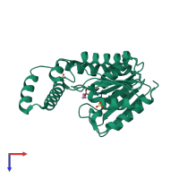 PDB entry 1tqh coloured by chain, top view.