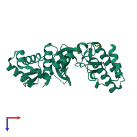 PDB entry 1tqi coloured by chain, top view.