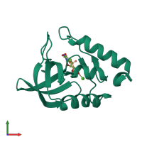 PDB entry 1tr5 coloured by chain, front view.