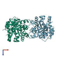 PDB entry 1tre coloured by chain, top view.