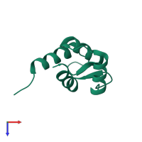 PDB entry 1trf coloured by chain, top view.