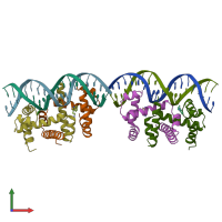 PDB entry 1tro coloured by chain, front view.