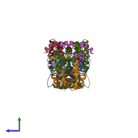 PDB entry 1trr coloured by chain, side view.