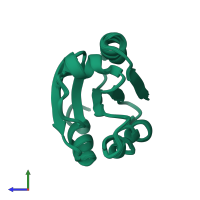 PDB entry 1tru coloured by chain, ensemble of 40 models, side view.