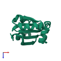 PDB entry 1tru coloured by chain, ensemble of 40 models, top view.