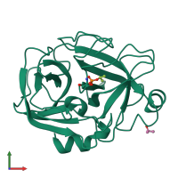 PDB entry 1try coloured by chain, front view.