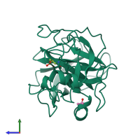 PDB entry 1try coloured by chain, side view.
