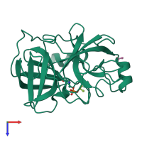PDB entry 1try coloured by chain, top view.