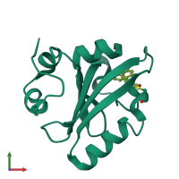 PDB entry 1ts0 coloured by chain, ensemble of 2 models, front view.