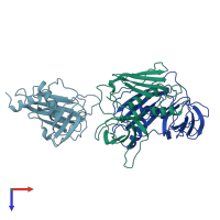 PDB entry 1ts3 coloured by chain, top view.