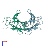 PDB entry 1tsh coloured by chain, top view.