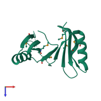 PDB entry 1tsj coloured by chain, top view.
